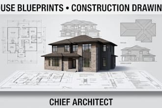 draw detailed house blueprints and construction drawings in chief architect