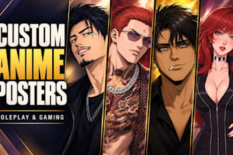 design a custom anime character poster or gaming cover