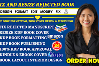 fix rejected book cover, resize and book formatting for amazon KDP