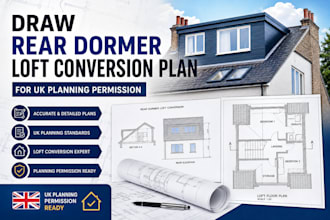 draw rear dormer loft conversion plan for uk planning permission