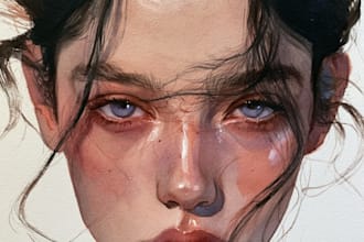 draw a sketchy watercolor portrait, no ai