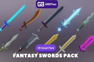 create game ready stylized 3d models and low poly weapons