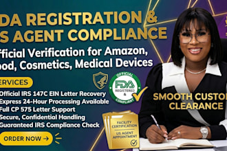 do fda registration and act as US agent for amazon compliance in 24 hours