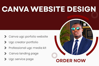 design canva ugc portfolio website, landing page, canva design
