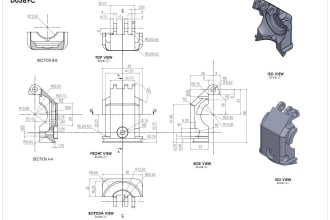 convert sketch to technical drawing, 3d for manufacturing