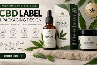 design cbd label, hemp oil label, bottle label, logo and product packaging