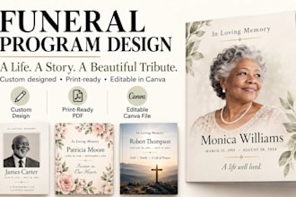 design a custom funeral program, obituary or memorial booklet