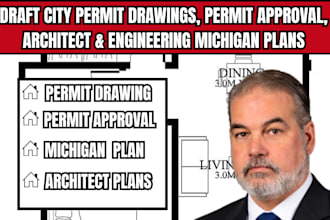 draft city permit drawings, permit approval, architect engineering michigan plan