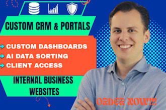 design a base44 client portal crm and internal business web app