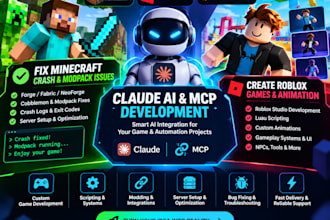 claude fix minecraft crash create roblox game animation claude mcp development