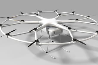 design uav cad assemblage,drone rib,landing gear,step octocopter,evtol,rc 3d toy