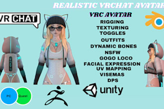 custom realistic vrchat avatar vrc avatar vr character nsfw anime furry 3d model