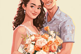 couple portrait wedding portrait illustration