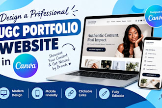 design a professional ugc portfolio website in canva, canva website design