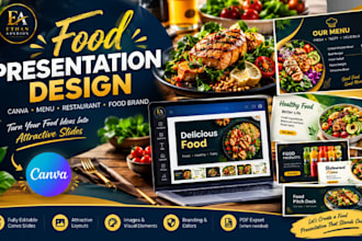 design food, restaurant and menu presentations in canva