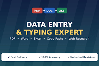 do accurate typing, PDF to word and data entry