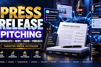pitch your press release to journalists, media outlets, radio and podcasts PR
