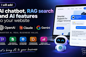 add ai chatbot, rag search and openai or claude features to your website