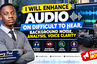 enhance audio on difficult to hear, background noise, analysis, voice clarity