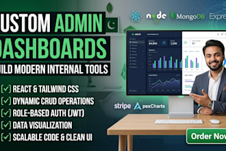 build modern custom admin dashboard web app in react and tailwind