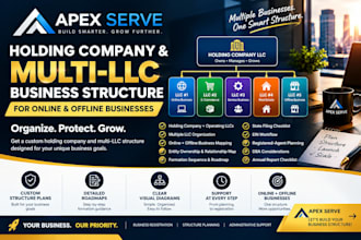 design a holding company and multi llc structure for online, offline businesses