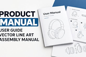 design product manual, user guide, vector line art or stepbystep assembly manual
