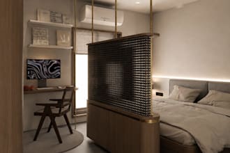 design a modern indian minimalist interior with 3d rendering