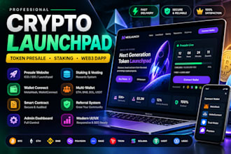build crypto launchpad token presale website, staking dapp wallet connect