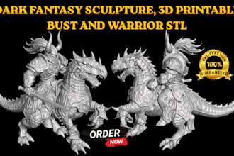 create dark fantasy sculpture, 3d printable bust,warrior stl, character stl