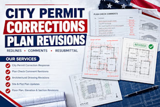 revise city permit drawings and respond to plan check corrections