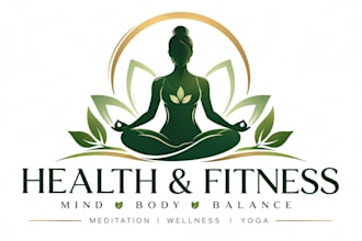 design health and fitness,  meditation and wellness yoga logo