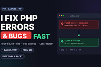 fix PHP errors and bugs in your website fast