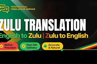 translate english to zulu and zulu to english professional