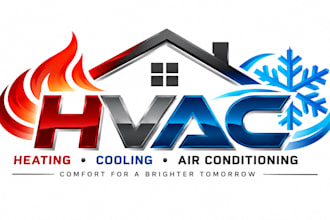 design heating ,temperature, hvac , cooling and air conditioning logo