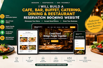 build cafe bar buffet catering dining restaurant reservation booking website
