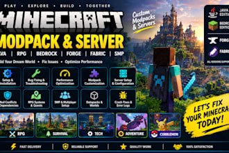 create minecraft java rpg modpack bedrock forge or fabric smp servers bug fixing