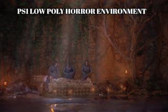 create retro low poly 3d ps1 psx ps2 creepy horror game environment asset map