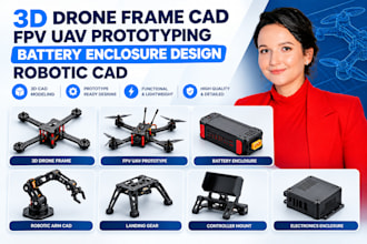 3d drone frame cad fpv uav prototyping battery enclosure design robotic cad