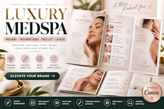 design luxury medspa brocure treatment menu skincare price list catalog