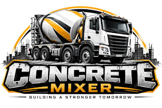 design a professional concrete mixer, industrial construction, or concrete logo