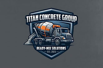 design a powerful concrete mixer logo for your business