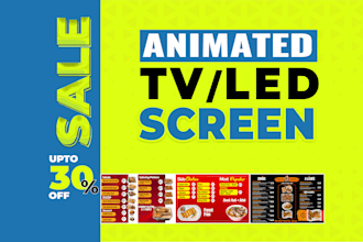 design a professional digital menu board or animated screen menu