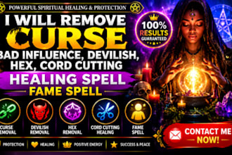 remove curse bad influence, devilish, hex, cord cutting healing spell fame spell