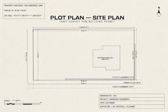 draw plot plan site plan land survey draft for permit fl US