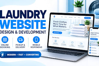 design a modern laundry website dry cleaning website with online booking