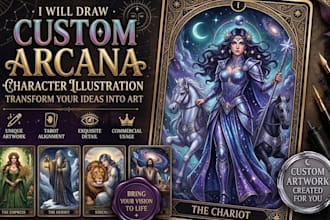 draw custom tarot card, zodiac, oracle, playing card, tcg with box design