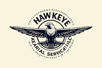 do make new style hawkeye aerial services llc vintage logo