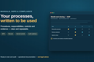 write clear sops, manuals and compliance documents