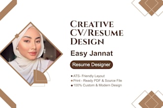 design a professional and ats friendly resume or CV in canva