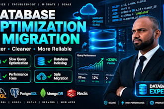 optimize database queries, fix indexing, or migrate mysql postgresql mongodb